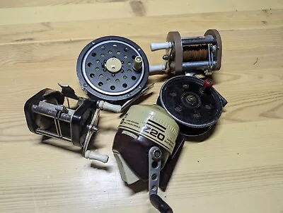 Vintage Fishing Reels Lot Of 5  Cabin Decor Parts • $15