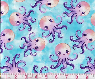 Fabric~ Octopus~cotton-quilt Fabric Fat Quarter • $9.50