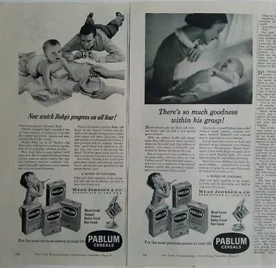 Lot Two 1951 Pablum Baby Food Cereal Vintage Ads • $5.99