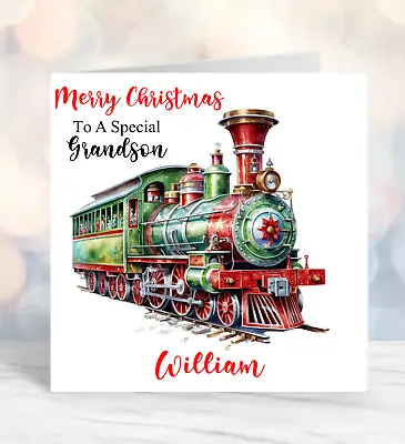 Christmas Personalised Christmas Card Train Steam Train Christmas Train • £2.99