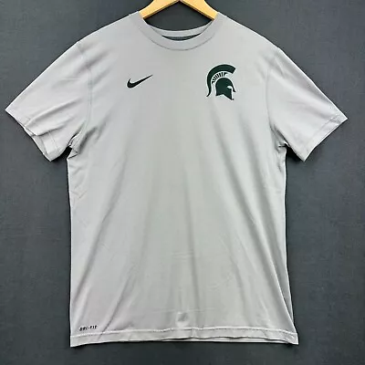 Nike Michigan State Spartan Shirt Mens Large Beige Short Sleeve Dri Fit • $14.95