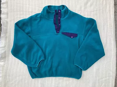 Vintage 1/4 Snap Fleece Purple Teal  Pullover - Size M • $30