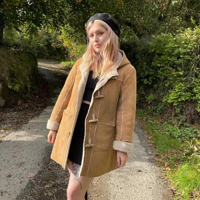 £65 • Buy Vintage 90s Faux Fur Penny Lane Afghan Shearling Coat