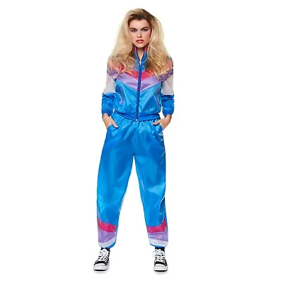 £22.99 • Buy Ladies Adult 80s Shell Suit Costume Scouser Tracksuit Womens Fancy Dress Outfit