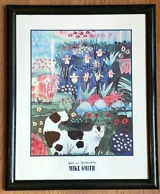 1993 Mike Smith Bill And Yellow Iris Framed Print Of Cat In Garden • $65