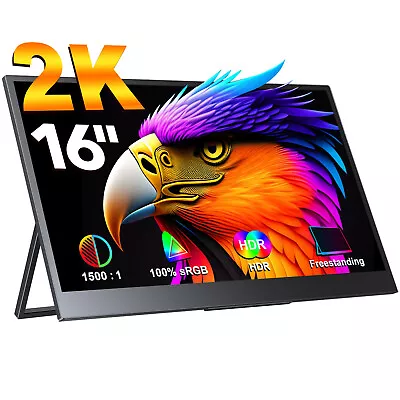 16  Portable Monitor 2560*1600 USB C QHD IPS LCD Display 16:10 For Laptop Mac Pr • $104.39