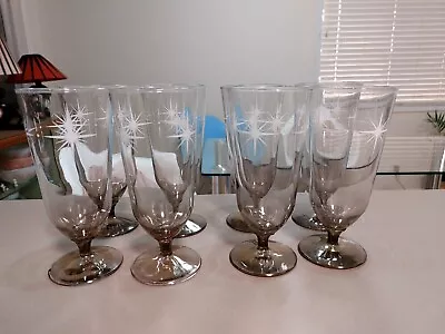 8 X Vintage 1950s Crown Corning Atomic STARBURST Parfait / Cocktail Glasses  • $45