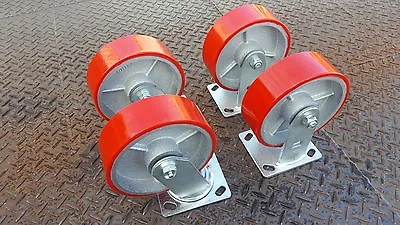 Industrial 4x6  2 Fixed & 2 Swivel Heavy Duty Polyurethane Cast Castor Wheel • $85