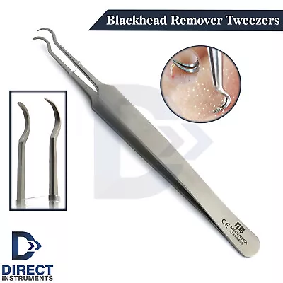 $6.49 • Buy Blackhead Remover Tweezers Acne Pimple Blemish Extractor Curved Needle Clip Tool