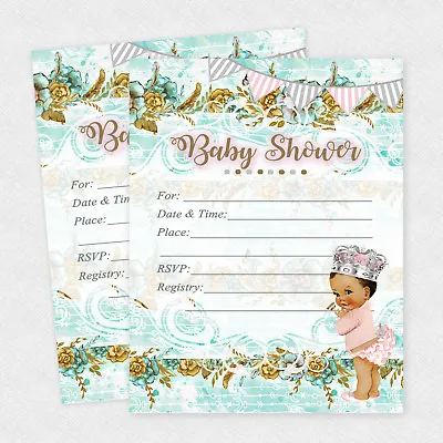 Baby Shower Invitations Girl Cards Invites Princess Decorations Queen Invite 20 • $16.60