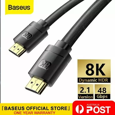 $9.99 • Buy Baseus 8K@60Hz 4K@120Hz HDMI 2.1 To HDMI Cable For PS5 TV PC Projector Adapter