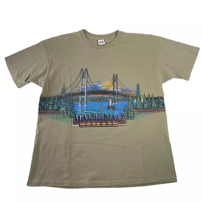 Vintage 90s Destination T Shirt Mackinac Bridge Michigan Wrap Around T Shirt 2XL • $24.88