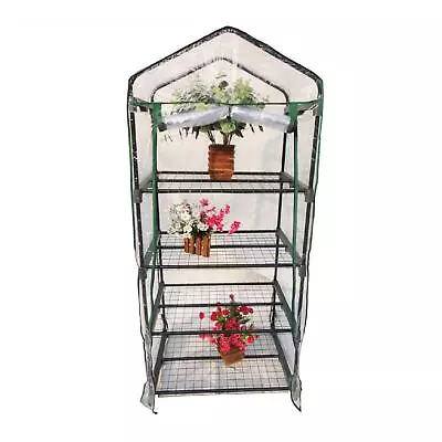 4 Tier Portable Mini Cold Frame Greenhouse With Shelves Zip Up Door Garden • £20.99