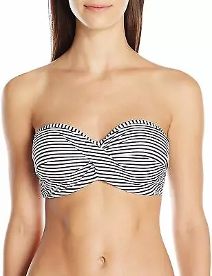 PANACHE Black/White Stripe Anya Bandeau Bikini Swim Top US 36G UK 36F NWOT • $18.44
