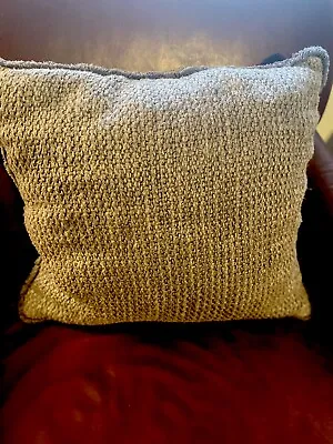 Pottery Barn Faye Textured Linen Throw Pillow 20  Charcoal Grey + Down Insert • $34.95