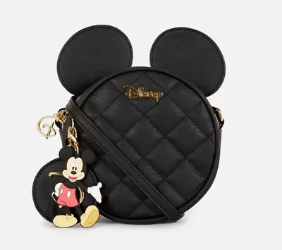 Nwt Disney Mickey Mouse Head 3d Ears Quilted Crossbody Bag Purse Black • $24.99