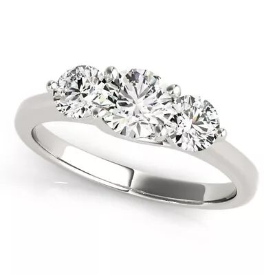 14k White Gold Classic 3 Stone Round Diamond Engagement Ring (1 Cttw) • $4102.99