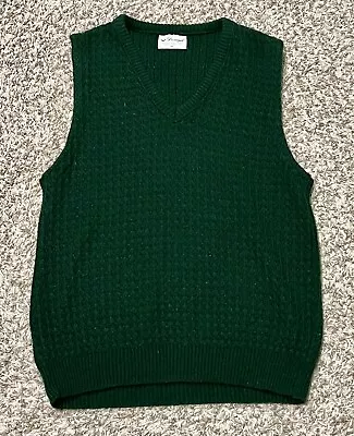 Vintage Donegal Acrylic Dark Green Cable Knit V Neck Sweater Vest Mens M MINT • $29.99