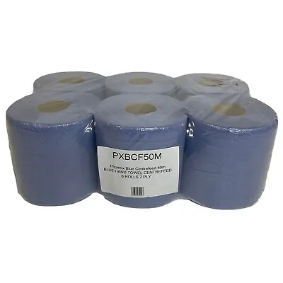 Blue Centre Feed Rolls 2Ply Embossed  Hand Towels Centrefeed 6 Pack  • £8.99