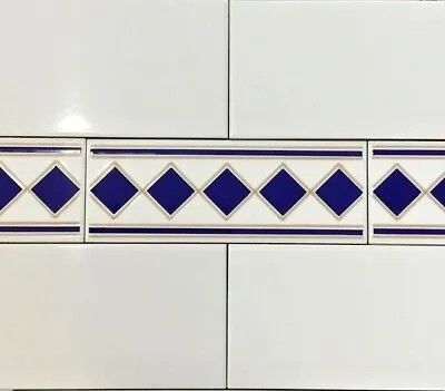Murcia Diamond Pattern Border Wall Tile 75x200mm Glazed Wall Tiles • £1