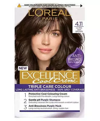 Loreal Paris Loreal Excellence Cool Creme Triple Care Colour 4.11 Ultra Ash Brow • £11.98