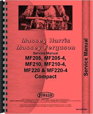 Massey Ferguson 205 210 220 Tractor Service Manual (MH-S-MF205+) • $60.99