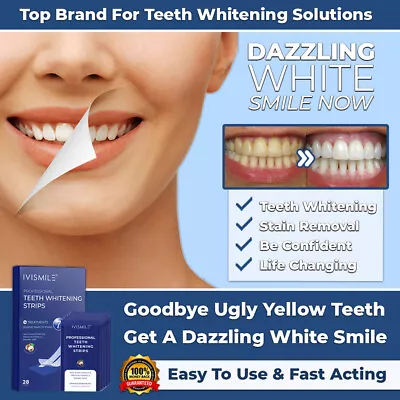 $11.95 • Buy New Teeth Whitening Strips Safe White Tooth Clean Gel Bleach Dental Strength