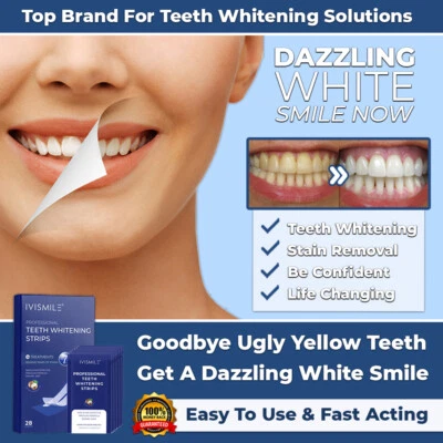 $11.95 • Buy New Teeth Whitening Strips Safe White Tooth Clean Gel Bleach Dental Strength