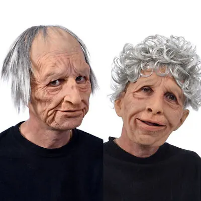 $14.69 • Buy Scary Old Man Woman Mask Latex Halloween Cosplay Party Realistic Full Face Cover