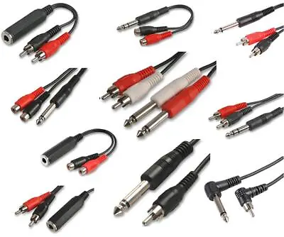 £3.79 • Buy 6.35mm 1/4 Jack To RCA Phono Adapter Audio Cable Lead 1/4 Inch Mono / Stereo