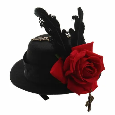Punk Vintage Bat Rose Floral   Headwear Lolita Girl Mini Hat Hair Clip • $12.99