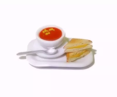 Dollhouse Grilled Cheese Sandwich & Tomato Soup Set Food For Miniature Diner • $13.49