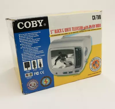 Vintage Coby Mini 5  Black & White Television AM FM Radio CX-TV6 • $49.97