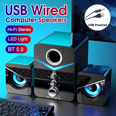 Bluetooth USB Powered Stereo Multimedia Speaker System & Subwoofer LED Light AUX • $28.49