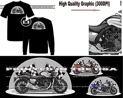 Yamaha V Max VMax Motorcycle Art Racing Flags DigiRods Cartoon Car Black T Shirt • $22.95