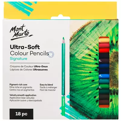 18pc Ultra-Soft Colour Pencils Mont Marte Drawing Sketching Arts Craft BULK • $19.95