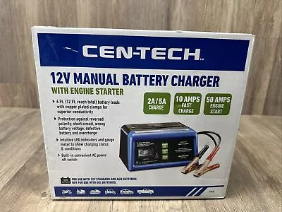 CEN-TECH  2/10/50A 12V Manual Charger With Engine Start 12 Volt Car Battery • $99.99