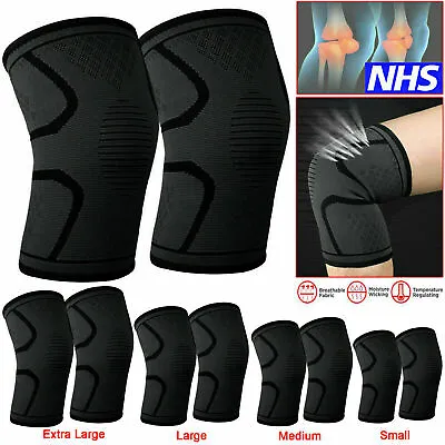£5.89 • Buy 2x Knee Support Compression Sleeve Brace Patella Arthritis Pain Relief Gym UK