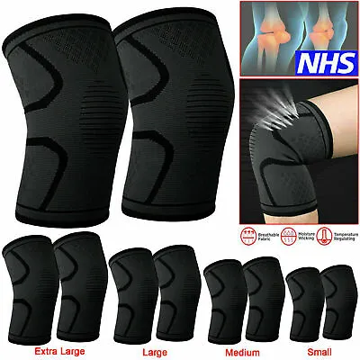 2x Knee Support Compression Sleeve Brace Patella Arthritis Pain Relief Gym UK • £6.48