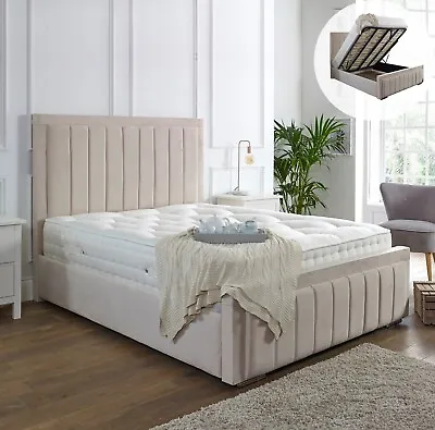 New Ottoman Storage Panel Plush Velvet Upholstered Bed Frame Double & King Size • £169.03