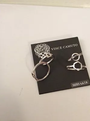 $48 Vince Camuto Silver-Tone  Set 4 Rings Size 4678 Super Fine VC88 • $26.25