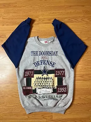 Vintage Dallas Cowboys Sweater Mens Large Grey Doomsday Defense NFL • $29.99