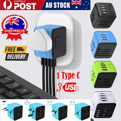 $24.86 • Buy International Universal Travel Adapter 3 USB &Type-C Outlet Converter Plug Power