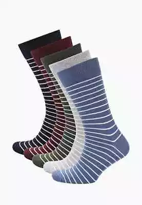 BNIP M&S 5 Pack Multi Stripe Cotton Rich Cool & Fresh Socks Mens Size 9-12 • £2.99