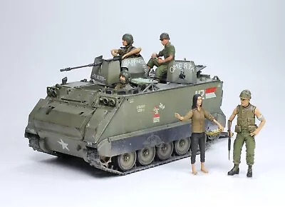 M113A1 APC /w 04 Crews & 01 Girl Full Interior Vietnam War 1:35 Pro Built Model • $445