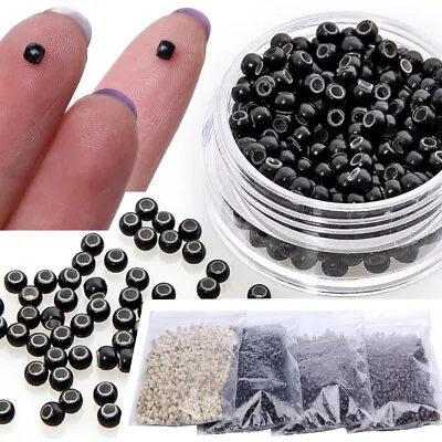 3MM Silicone Lined Nano Rings Loop Micro Beads For Hair Extensions 100/200/500PC • £7.74