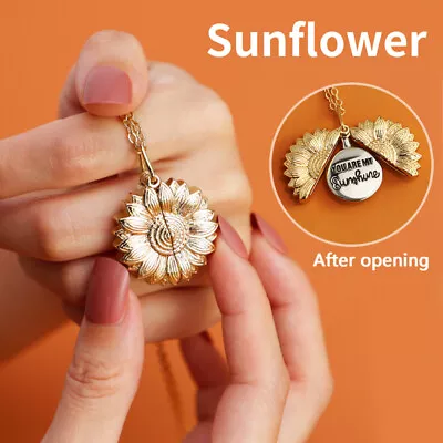  You Are My Sunshine Sunflower Pendant Stainless Steel Necklace Jewelry Gifts • £8.27