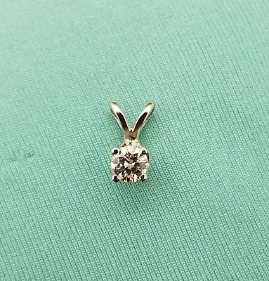 Vintage Classic 14K White Gold 0.1CT Diamond Solitaire Pendant-Natural-RabbitEar • $179