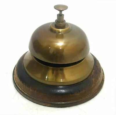 Bell Desk Antique Brass Hotel Vintage Service Counter Front Table Style Solid • $34.88