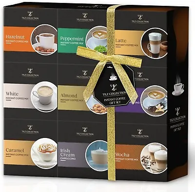 Instant Coffee Gift Set Selection Of 9 Gourmet Flavoured Gifts For Coffee Lover • £15.99